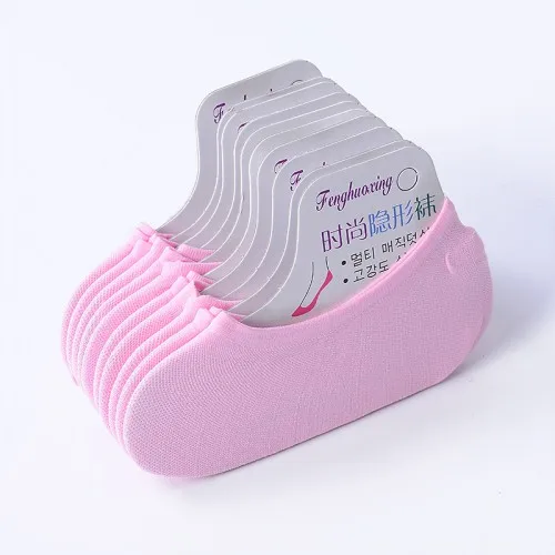 Powder B 10 пар/лот = 20 штук цвета леденцов женские летние носки бархатные невидимые женские носки дышащие женские лодочные носки - Цвет: Powder B