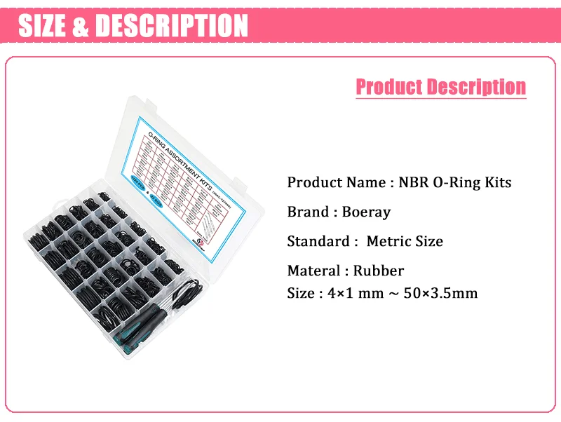 BUYGO 1200Pcs O Ring Kit 24 Sizes O Rings Assortment Rubber O-Ring Sealing  Gasket Washer Seal Assortment Set NBR Metric O-Ring Assortment Kit for
