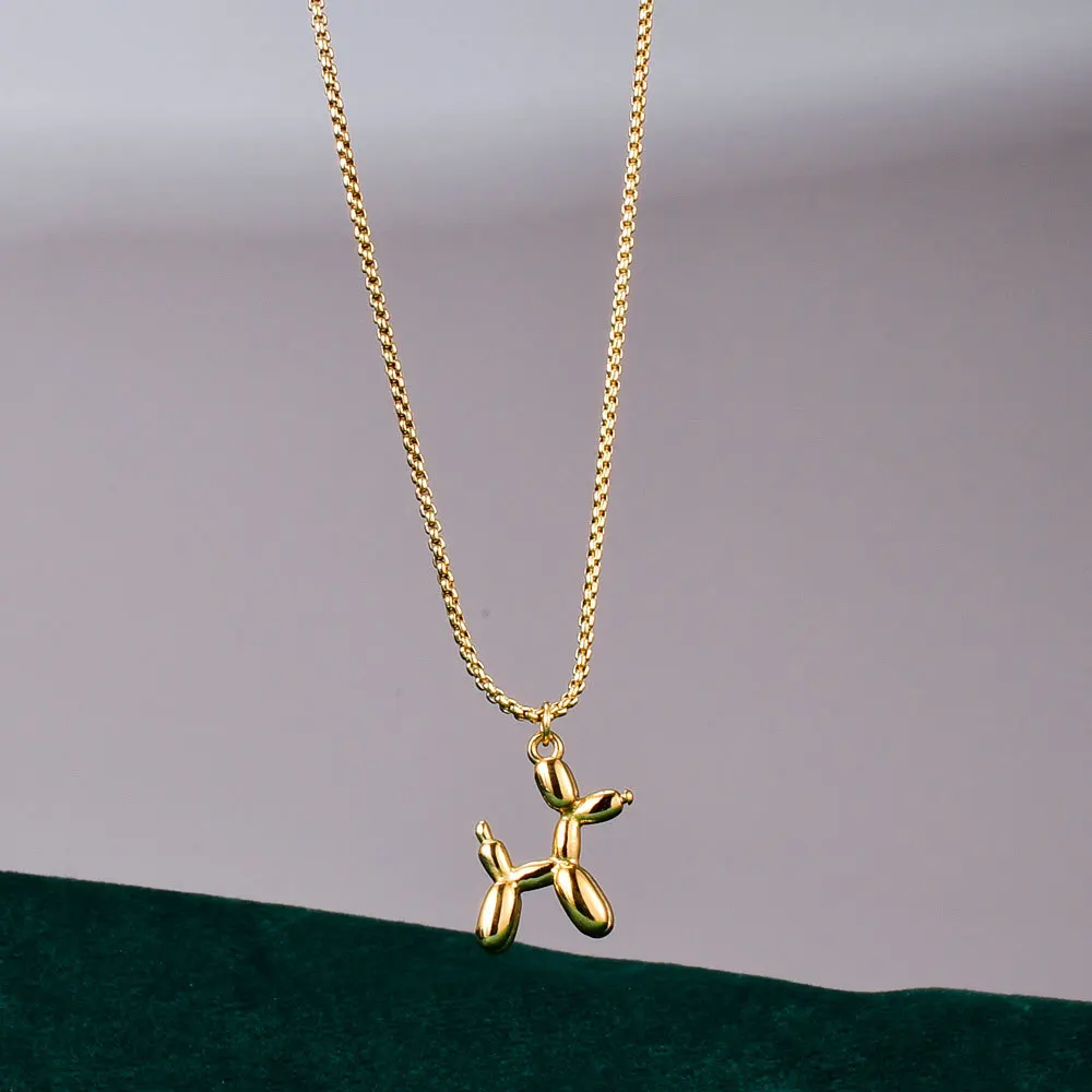 Simple Cool Cute Balloon Dog Pendant Necklace For Women Girls Chain Necklaces Clavicle Light Luxury Not Fade Jewelry Gift | Украшения и
