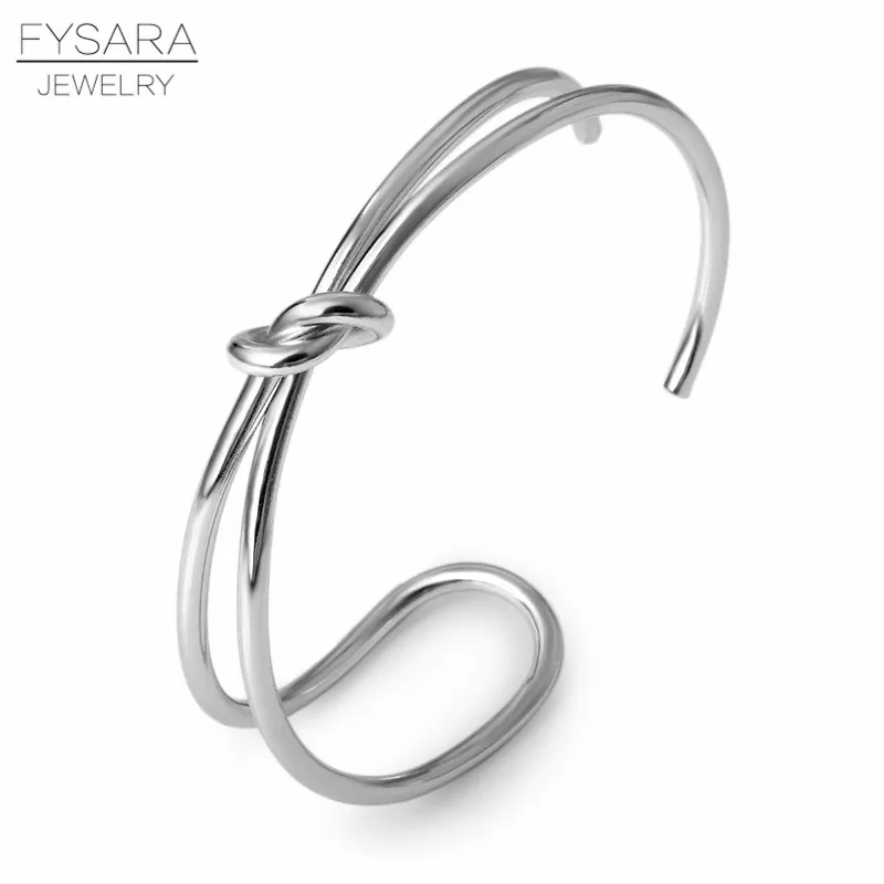 FYSARA браслет Noeud браслет knoop серебряные браслеты из розового золота браслеты с бантами женские браслеты-каффы Wristhand браслеты - Окраска металла: Посеребренный