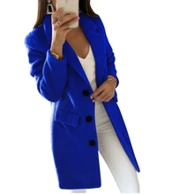 Женское шерстяное пальто на пуговицах, зимнее длинное шерстяное Женское пальто с отложным воротником, модная повседневная теплая уличная одежда abrigo mujer, пальто D30