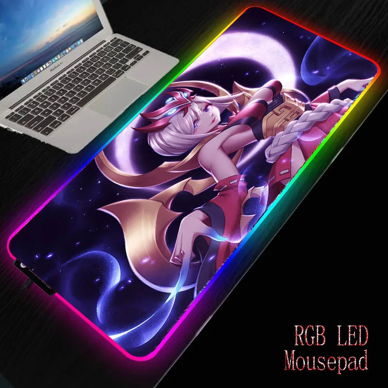 

MRGBEST RGB Anime Girls Gaming Computer Mousepad Large Mouse Pad XXL Big Gamer Desk Mouse Mat Led Mause Pad Backlit Keyboard Mat