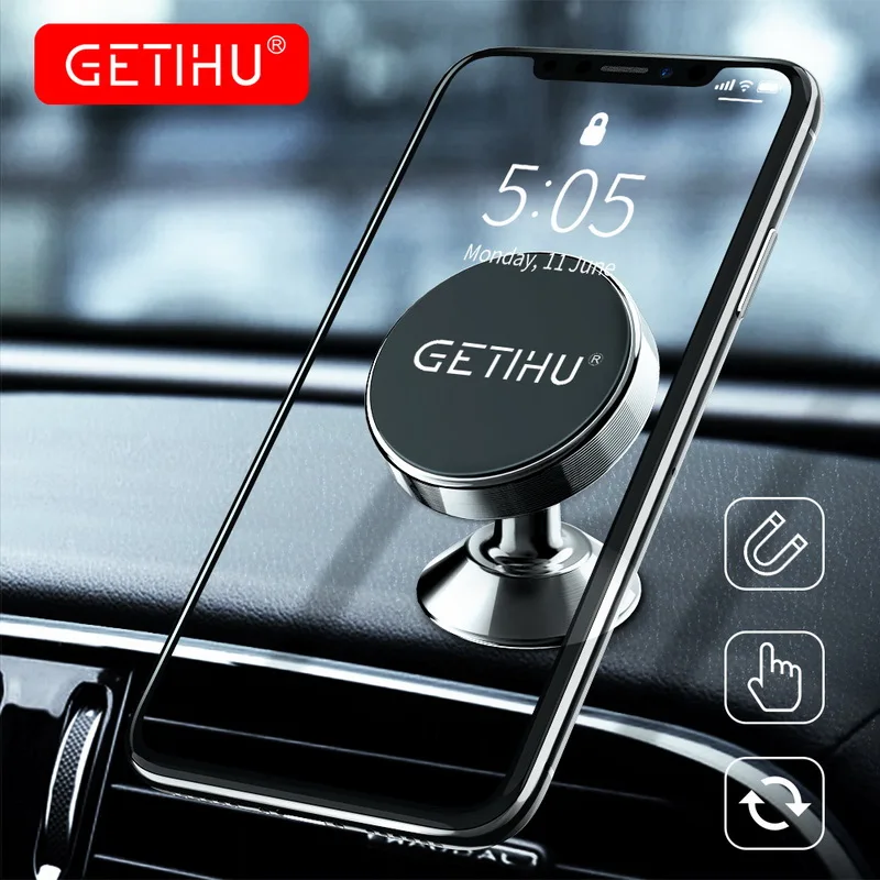 GETIHU Magnetic Car Phone Holder Magnet Smartphone Mobile Stand Cell GPS Support For iPhone 13 12 XR Xiaomi Mi Huawei Samsung LG phone stand for desk