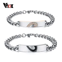 Vnox, пазл, сердце, пара браслетов для женщин и мужчин, CZ камень, нержавеющая сталь, звено цепи, ювелирные изделия для влюбленных, Подарок на годовщину, дропшиппинг