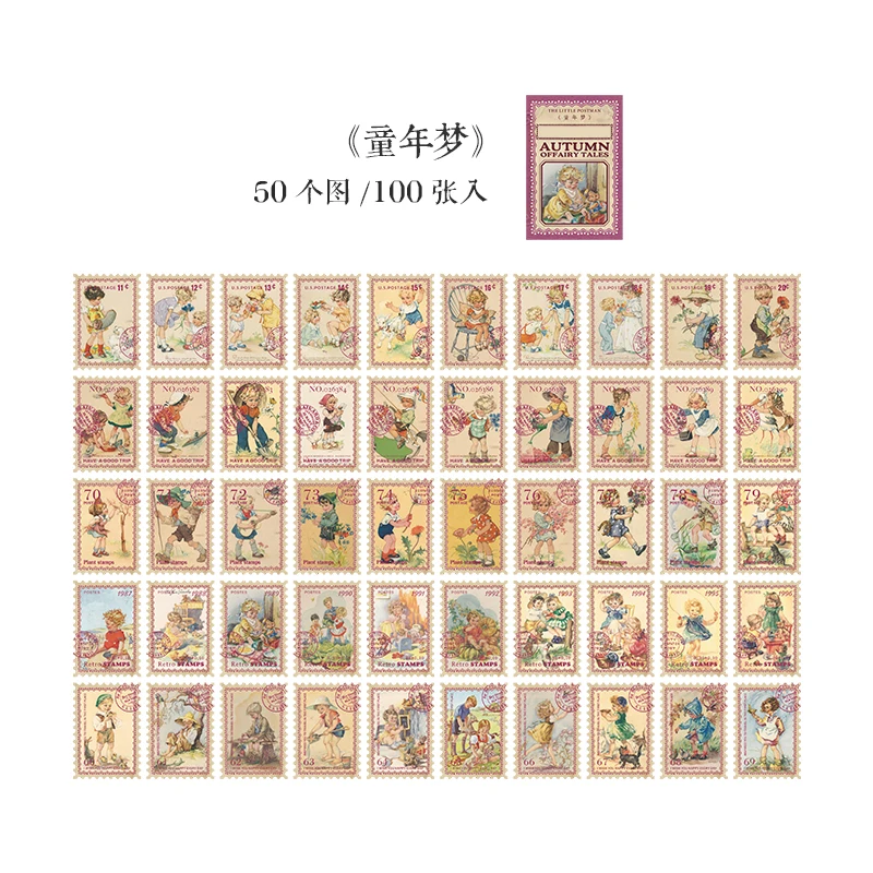 100 pcs/box Retro fairy tale stamps Decorative Plants Flowers Sticker For  Art Craft Journaling Supplies