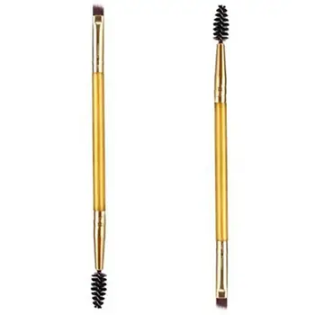 

2PCS Makeup Plastic Handle Double Eyebrow Brush + Eyebrow Comb Gold