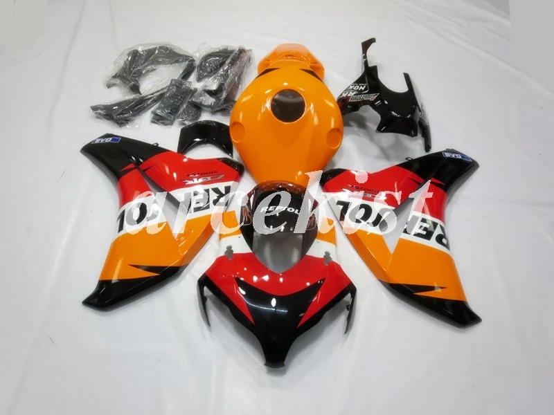 ABS литья под давлением мотоцикл обтекатели комплект Подходит для Honda CBR1000RR 08 09 10 11 2008-2011 Комплект кузова оранжевый