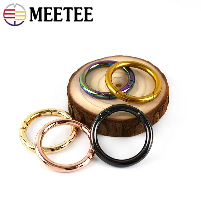 20pcs Meetee 10-50mm Metal Spring O Ring Round Openable Round Snap Hook for Bag Strap Keychain Pendant DIY Sewing Accessories