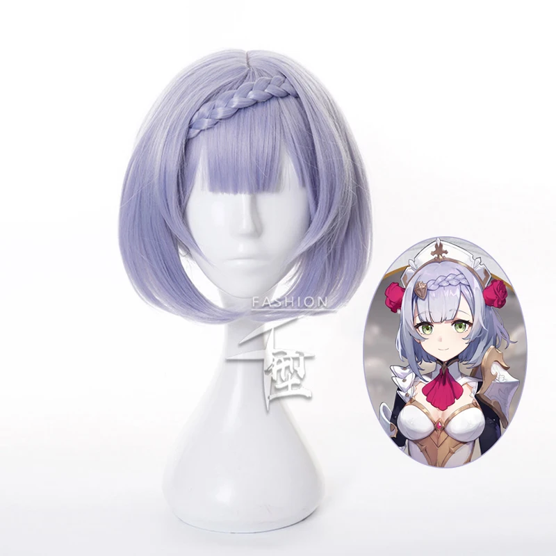 Женский короткий парик Game Genshin Impact Noelle с оплеткой костюм для косплея термостойкие
