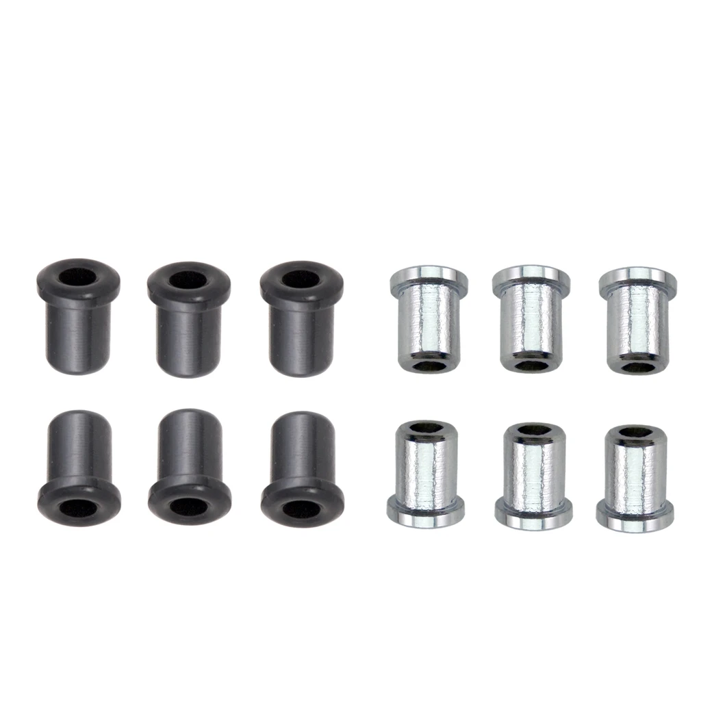 12PCS Electric Guitar String Mounting Body Ferrules Bushing Silver & Black