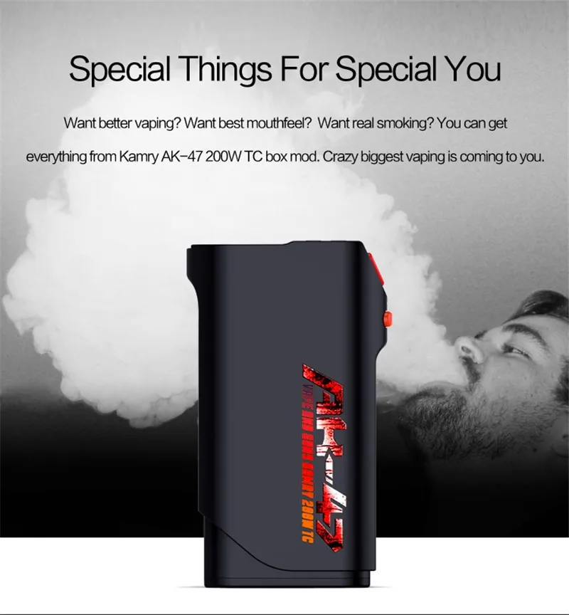 Новинка 2020 г. электронная сигарета Kamry AK 47 1 200W TC Mod для большого дыма RDA Tank X1037|Моды