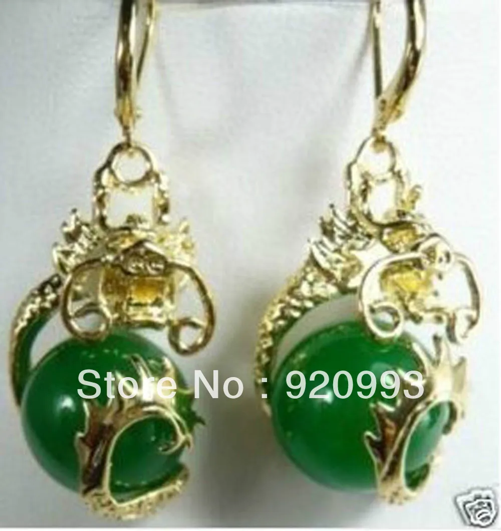 + Бесплатная P &amp ******* новые Замечательные Тибет зеленый камень и серьги с