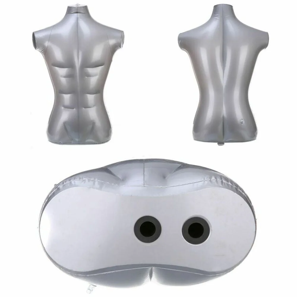 Мужской надувной ПВХ форма туловища манекен Серебряный магазин дисплей верхней части тела Модель