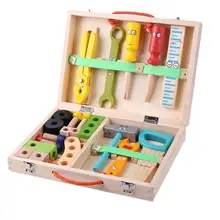 Детский деревянный многофункциональный инструмент для ремонта портативный DIY коробка для обслуживания мультфильм ремонт дома играть дети мальчик игрушки-пазлы подарки