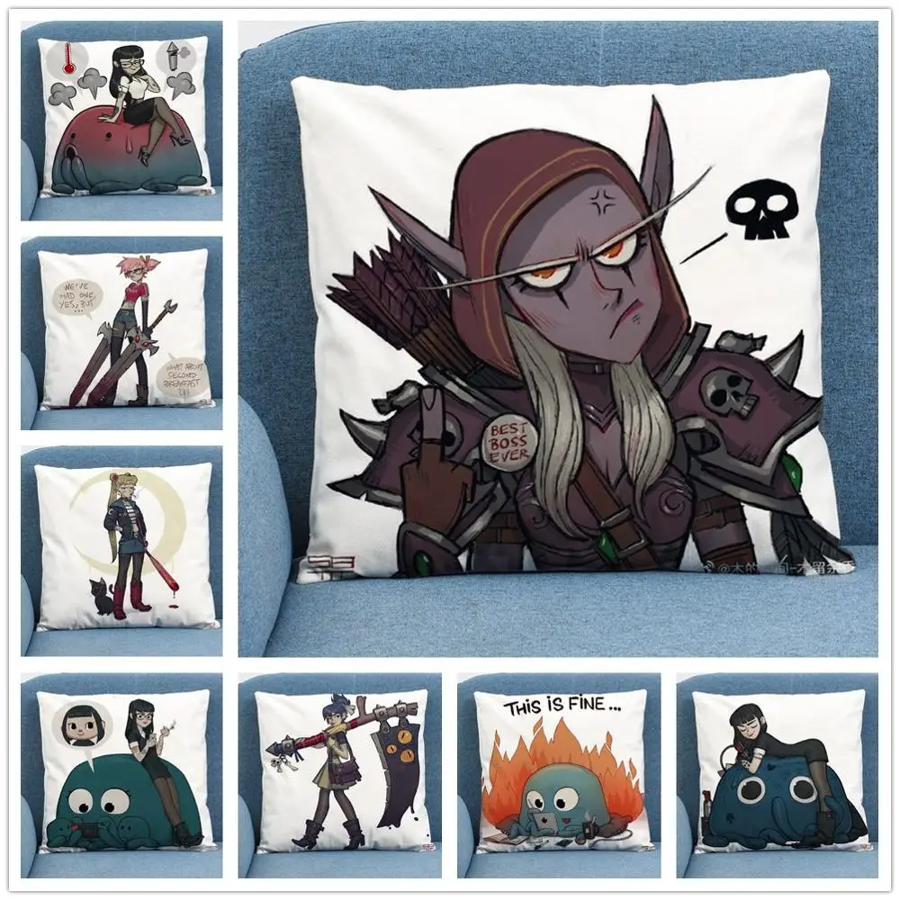 

Girl Grinning Avatar Cartoon 45X45cm Soft Short Plush Cushion Cover Pillow Case for Home Sofa Car Decor Pillowcase