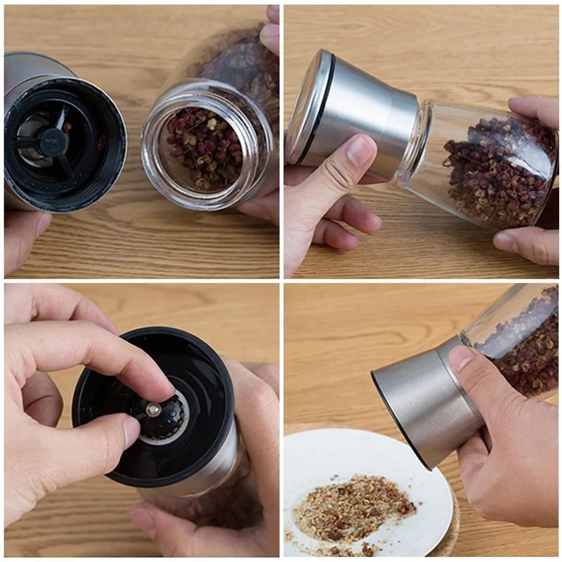 Black Pepper Sea Salt Grinder Coffee Mill Kitchen Multi-Functional Hand Flavoring Grinding Bottle And Jar