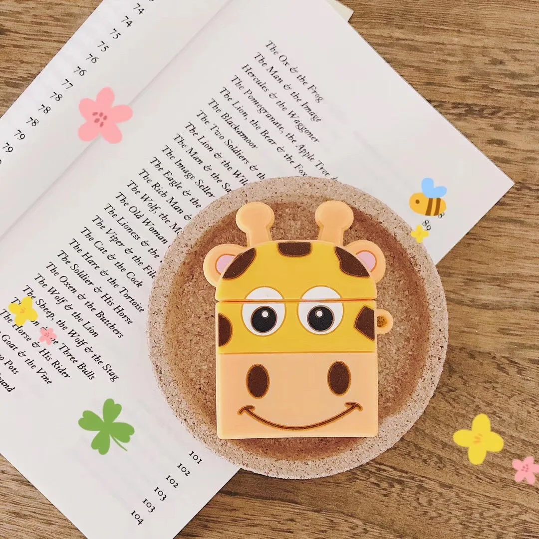 

For AirPod 2 Case 3D Giraffe Cartoon Soft Silicone Wireless Earphone Cases For Apple Airpods Case Cute Cover Funda