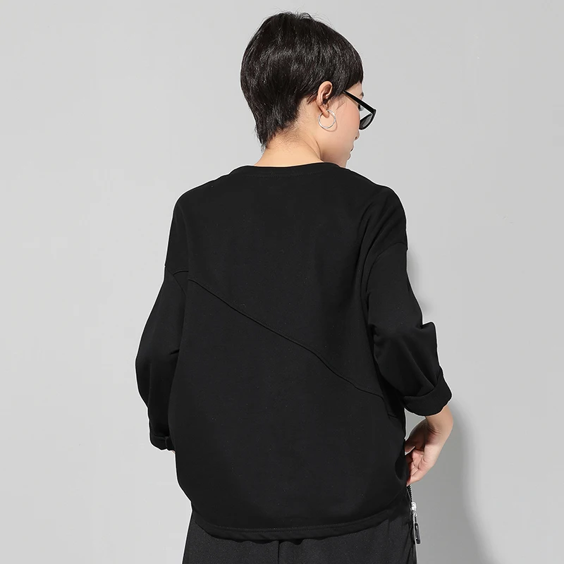 Milinsus, осенняя женская футболка, из кусков, яркая ткань, с круглым вырезом, футболки, Простые Топы, уличная женская футболка, черная футболка, одежда