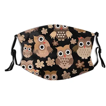 

Reusable Face Mask Mouth Owl Print Mask with 2 Activated Carbon Filter Windproof Mouth-muffle Face Masks for Adult Mascarilla #F