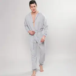 Элегантный серый однотонный комбинезон, пижама, Осень-зима, длинный рукав, теплая и мягкая Пижама, кигуруми, одежда для сна с капюшоном