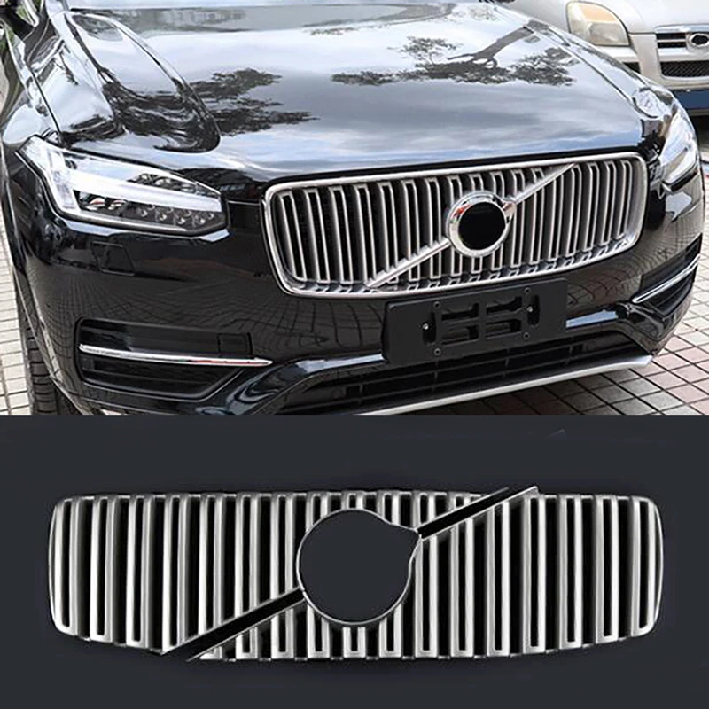 Аксессуары для VOLVO XC90 2016 2017 2018 ABS хромированный матовый передний бампер решетка
