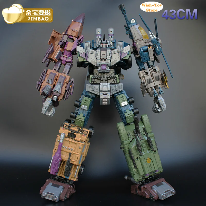 Робот-трансформация JinBao Devastator 5 в 1, размер 43 см, военный автомобиль, модель танка, аниме фигурка, Детские комбинированные игрушки