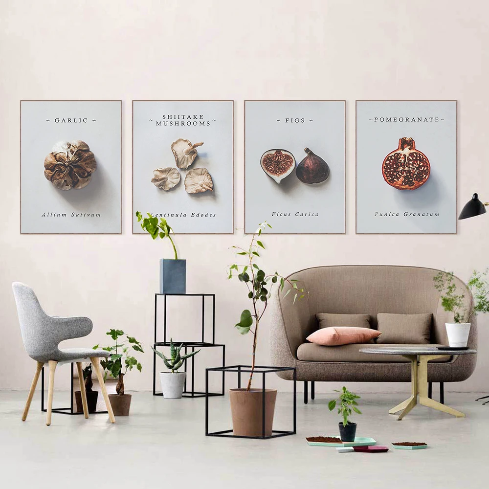 Farmhouse-Kitchen-Gallery-Home-Decor-Wall-Art-Garlic-Fig-Pomegranate-Canvas-Painting-Fruit-Vegetable-Poster-Wall