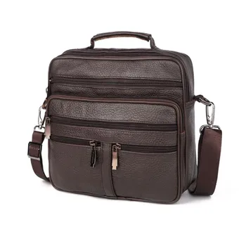 

Genuine Leather Men's Briefcase Retro Motorcycle Business Computer Bag Fashion Casual Shoulder Messenger Bag Zip Postman Handbag