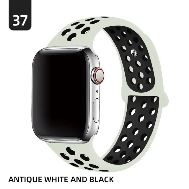 Silicone Strap For Apple Watch band 40mm 44mm 38mm 42mm 44 mm Rubber watchband smartwatch bracelet iWatch series 3 4 5 6 se band Antique white black