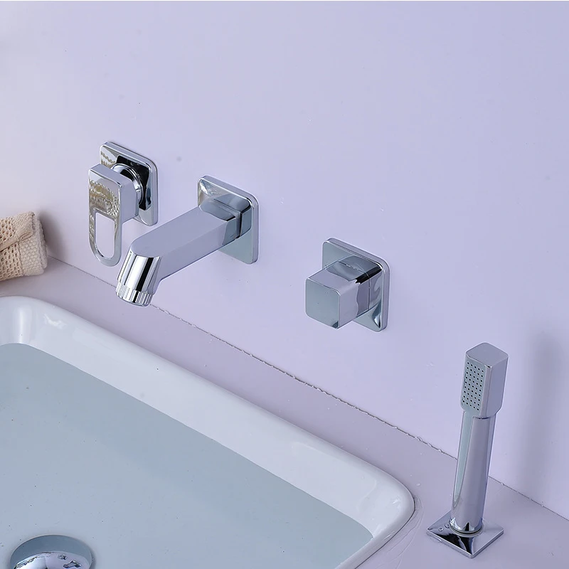 4PCS Bathtub Faucet Bathroom Basin Faucet Shower Tap Set Hot and Cold Water Mixer Tap With Handheld Shower Head Deck/Wall Mount shower set,bathtub faucet