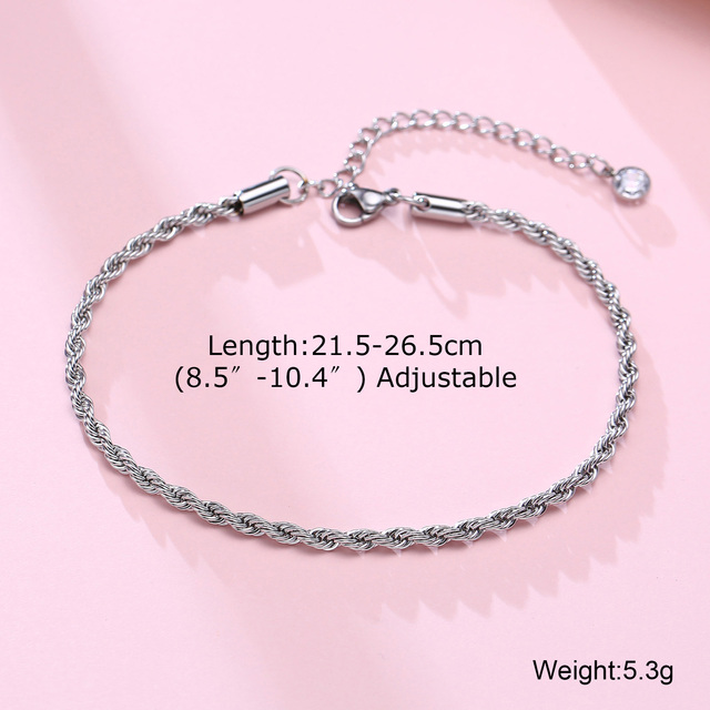 Anklet, Stainless Steel Rope Ankle, Anklets Bracelets for Men Women, Adjustable Twisted Rope Bracelet Gift