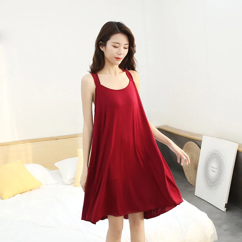 Сексуальное Женское ночное белье с открытой спиной на бретельках, дышащее платье для сна, открытые широкие Сосновые Большие размеры, тонкие однотонные костюмы без рукавов