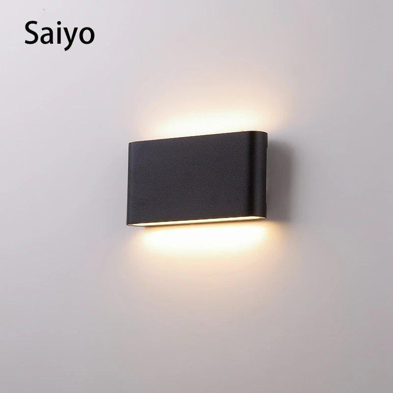 Saiyo IP65 waterproof LED Wall Lamp 6W 12W Outdoor Porch Garden Spot Light White Black Aluminum For Home Decoration 85-265V wall lamps for bedroom