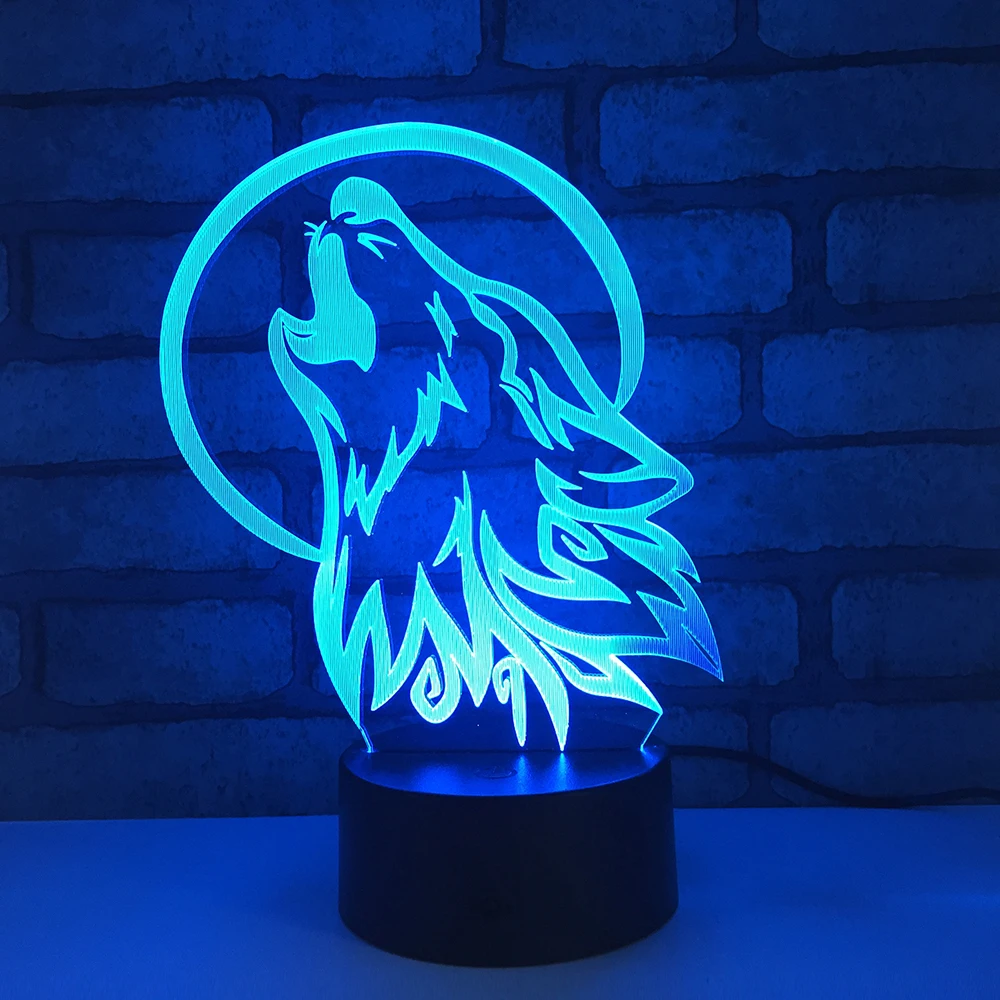 Волк светодиодный ночник RGB 7 цветов Изменение Настольная лампа фигурки 1855 мальчиков девочек рождественские игрушки