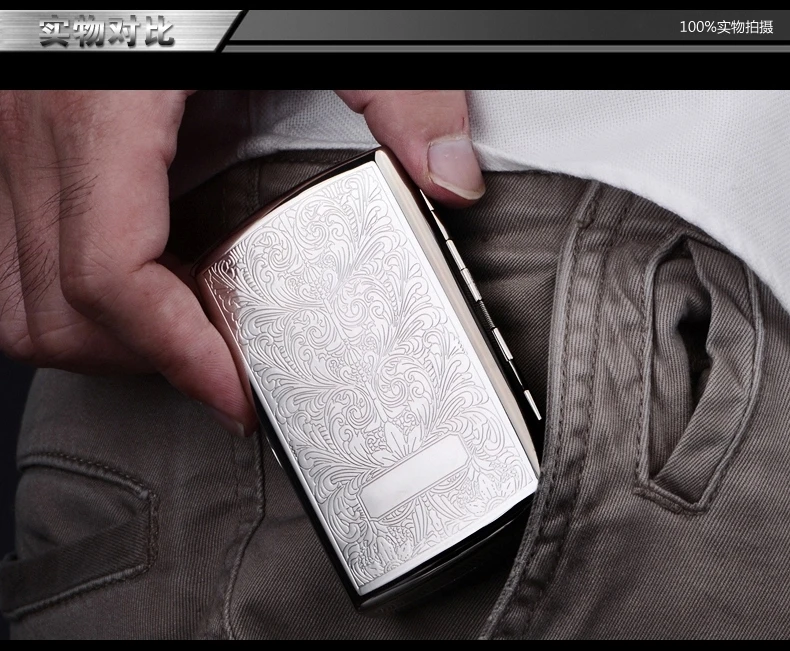 New 1pcs -High Quality Siver Printed Flower cigarette case hold 12pcs cigarettes Cigarette box /hol
