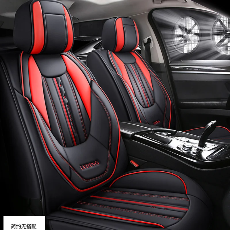 

Car Seat Cover Lzcs Front/Rear Vehicle Cushion Not Moves Universal Pu Leather Black/Red Non-Slide For Toyota Corolla M5 X45
