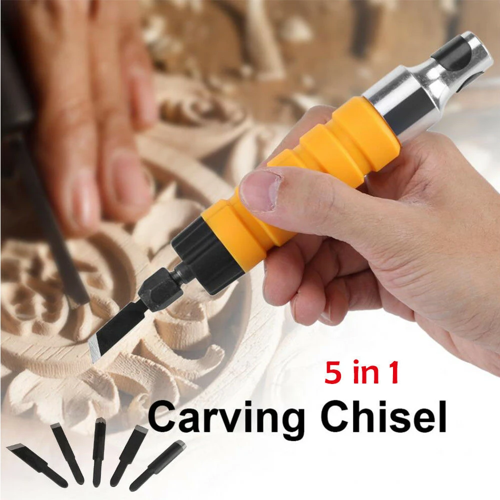 

Electric Wood Carving Engraving Hand Chisel Tool Woodworking With Free 5 Chisels
