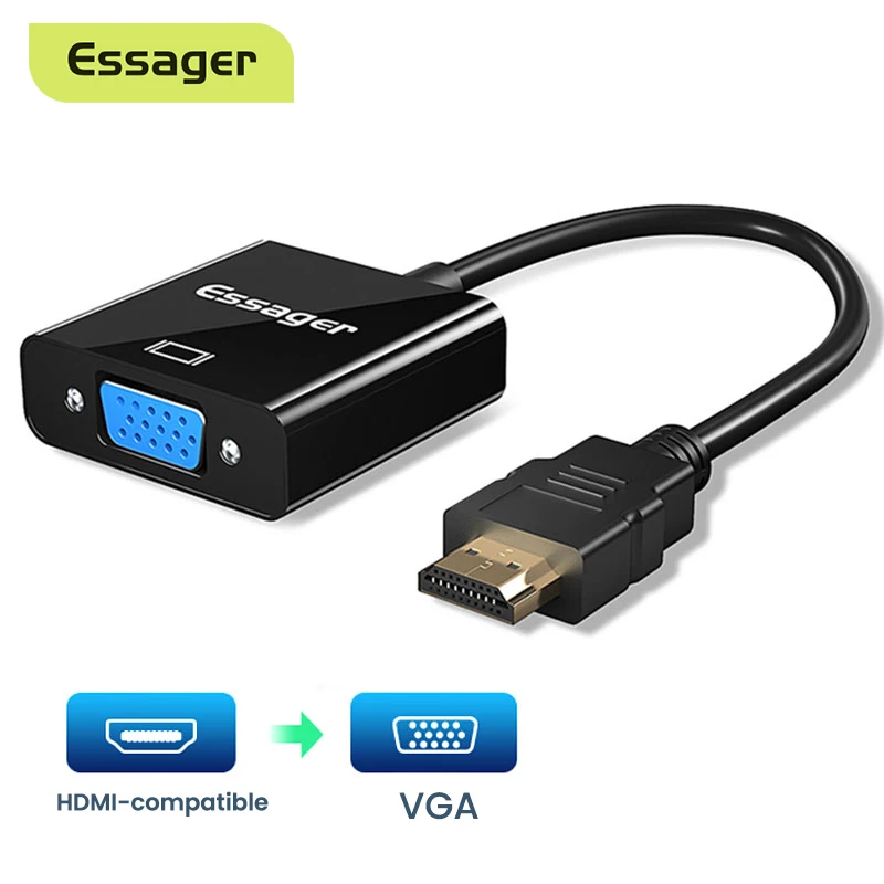 Essager HDMI к VGA адаптер видео кабель 1080P Мужской Женский конвертер цифровой