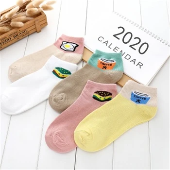 

5Pair/Lot 2020 High Quality Cute Women Socks Creative Casual Cotton Funny Socks for Female Fashion Soft Cotton Ankle Socks