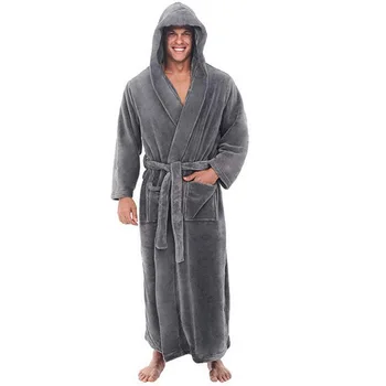

Muyogrt Men Winter Pajamas Bathrobe Home Clothes Sleepwear Thick Warm Plush Homewear Long Sleeve Badjas Mens Robes Nightwear