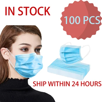 

Face Masks Mouth Cover Disposable 50 Pcs 3 Layer Meltblown Spunbond Nonwoven Anti-virus Anti-dust