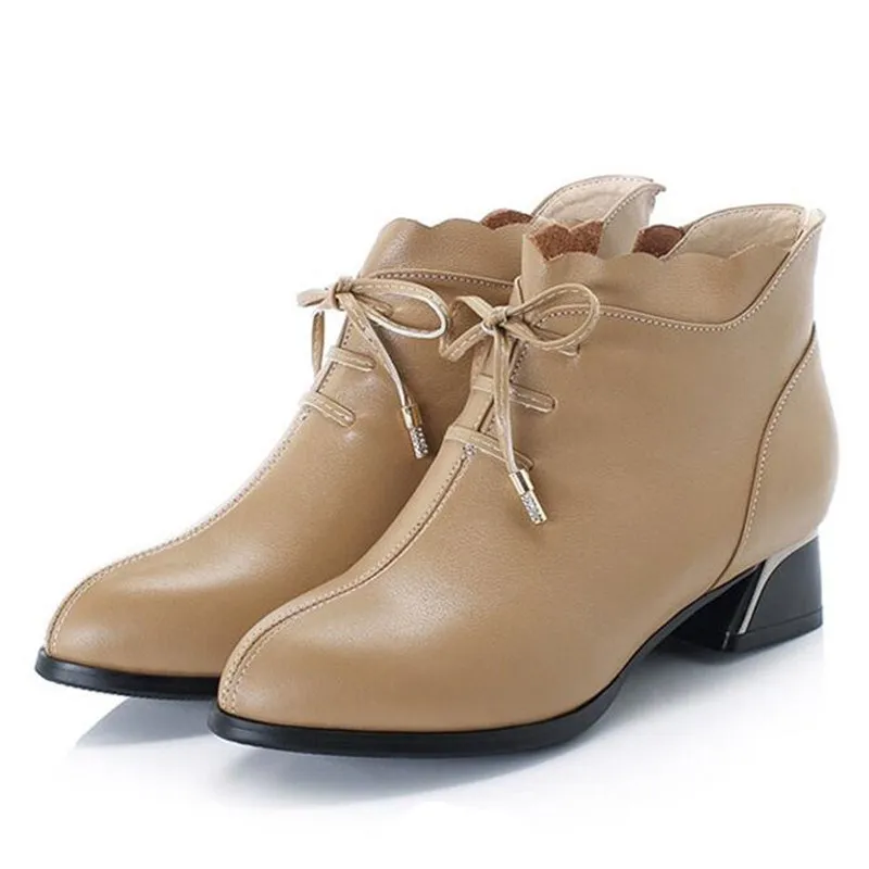 Camel single boots Осенние ботинки из мягкой воловьей кожи; женские ботильоны; Теплая обувь из шерсти и плюша; женские зимние ботинки; обувь из натуральной кожи; зимние ботинки - Цвет: Camel single boots