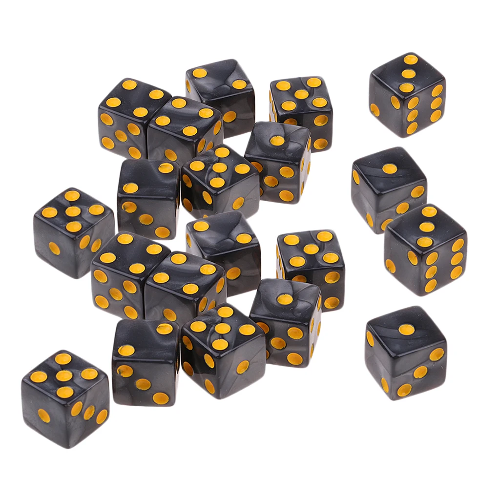 20 Pieces Six Sided D6 Dice Square Dotted for Dungeons and Dragons Toys Gray