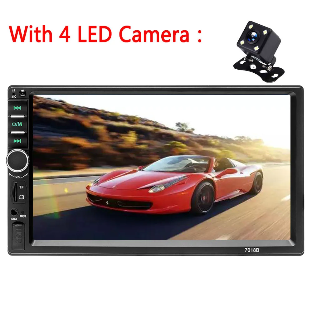 with4led camera Радио Автомобильный плеер Зеркало Ссылка Авторадио 2 Din общие модели автомобилей 7 ''дюймовый ЖК сенсорный экран Bluetooth Авто Стерео камера заднего вида - Цвет: with4led camera