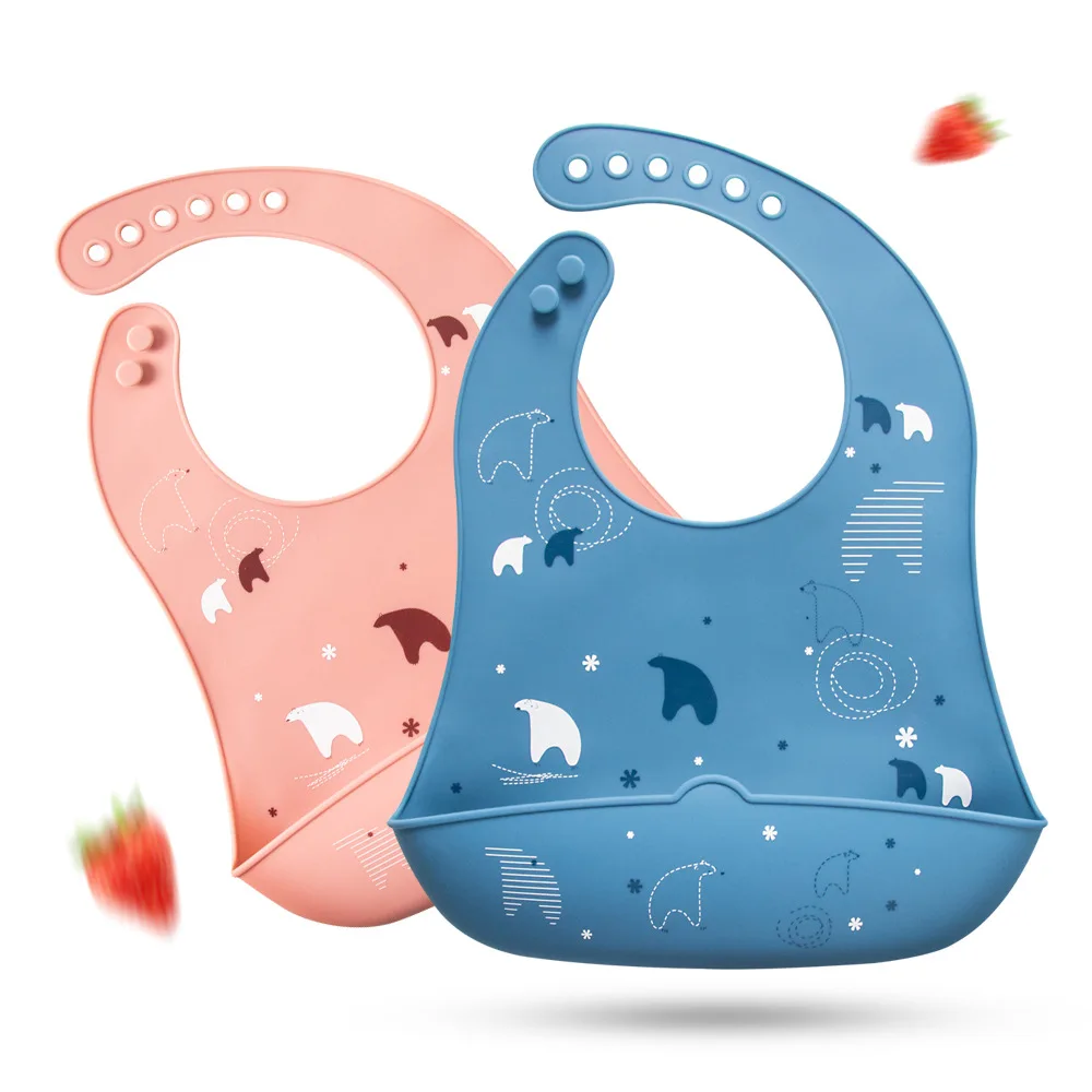 

Baby Bibs Waterproof Soft Silicone Kids Girl Boy Adjustable Children Bib Cute Cartoon Print Baby Feeding Stuff