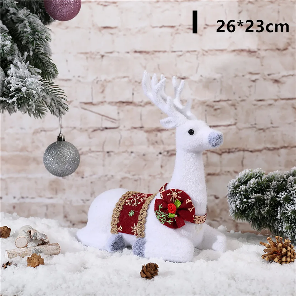 Navidad Christmas White Deer Simulation Deer Home Decoration Elk Doll Animal Model christmas decorations for home