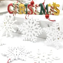 6 шт. Рождественские снежинки белые и красные деревянные подвески украшения DIY елочные украшения для детей подарок
