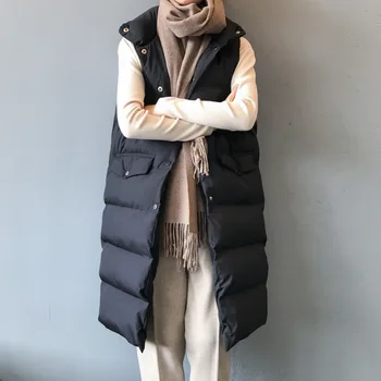 Chaqueta de plumas para Mujer, abrigo largo cálido, Chaleco acolchado de algodón con cuello mandarín, Chaleco de Mujer 2020