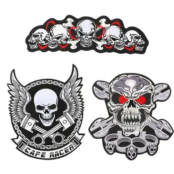 

3PCS/Set Red Skull Iron On Patches Embroidered Decorative Patch Applique for Jeans Jackets Clothes Pants Backpack DIY Accessory