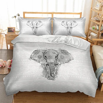 

Gray Elephant Bedding Set Animal Duvet Cover Pillowcases Twin full queen king size Bedclothes 3pcs